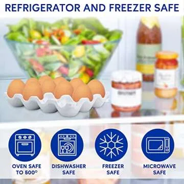 Ceramic Egg Tray Holder 12 Cups Whole Dozen Porcelain Eggs Container Crate Keeper for Countertop Kitchen Storage Fridge Decorative Serving Display