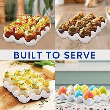Ceramic Egg Tray Holder 12 Cups Whole Dozen Porcelain Eggs Container Crate Keeper for Countertop Kitchen Storage Fridge Decorative Serving Display