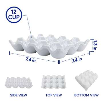Ceramic Egg Tray Holder 12 Cups Whole Dozen Porcelain Eggs Container Crate Keeper for Countertop Kitchen Storage Fridge Decorative Serving Display