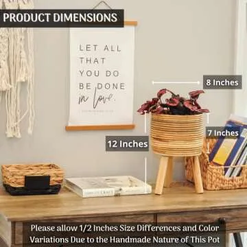 Glamplife Natural Rattan Plant Stand - Handmade Wicker Plant Stand - Boho Plant Stand - Rattan Planter for Rattan Decor - Indoor House Plants - Boho Plants