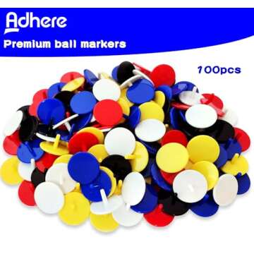 High-Quality Adhere Golf Ball Markers in Assorted Colors