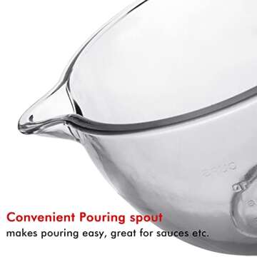 Glass Mixing Bowl 5 QT for KitchenAid 4.5 and 5 Quart Tilt-Head Stand Mixers, Fits Artisan KSM150, RRK150, KSM100, K45SS, KSM90, KSM95, K45, KSM110, 5KSM125 and More
