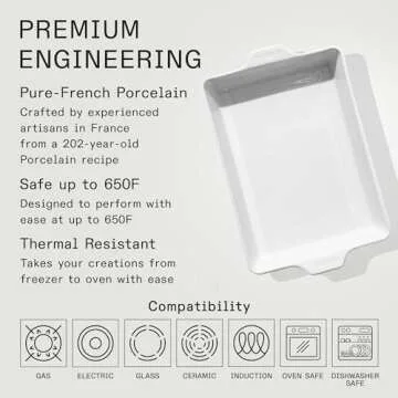 Elegant Made In Rectangular Baking Dish - French Porcelain