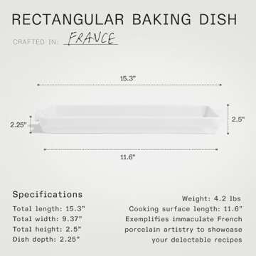 Elegant Made In Rectangular Baking Dish - French Porcelain