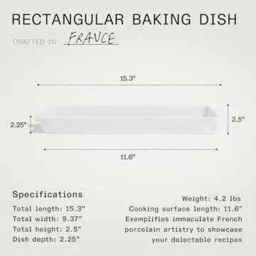 Elegant Made In Rectangular Baking Dish - French Porcelain