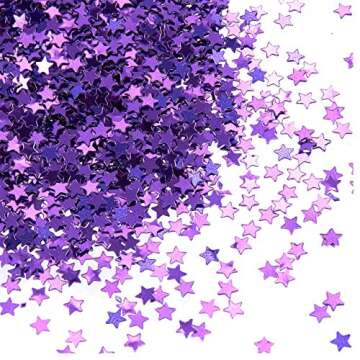 Star Confetti Holographic Stars Glitter Confetti for Christmas Decoration, Wedding Party Supplies and Nail Art - Purple, 6mm, Pack of 30 Grams