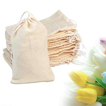 Tayfremn 100Pcs Cotton Drawstring Bags, Reusable Muslin Bag Natural Cotton Bags with Drawstring Produce Bags Bulk Gift Bag Jewelry Pouch for Party Wedding Home Storage(4 by 6 Inches)
