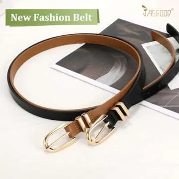 JASGOOD Women Skinny Leather Belts 2 Pack - Stylish & Versatile