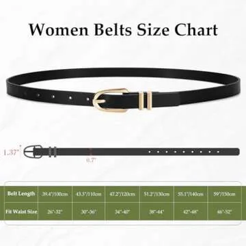 JASGOOD Women Skinny Leather Belts 2 Pack - Stylish & Versatile