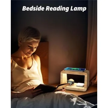 Bamboo Wireless Charging Station - 3-in-1 Charger & Night Light