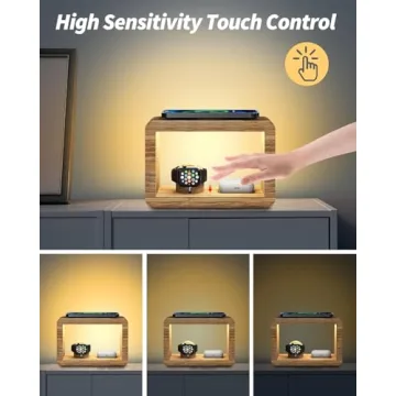 Bamboo Wireless Charging Station - 3-in-1 Charger & Night Light