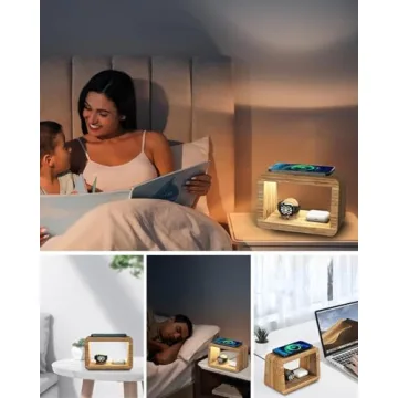 Bamboo Wireless Charging Station - 3-in-1 Charger & Night Light