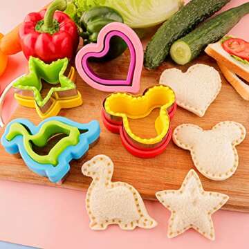 Sandwich Cutter and Sealer for Kids Large Bread Sandwich Decruster Pancake Maker 10PCS Fruits Cookie...