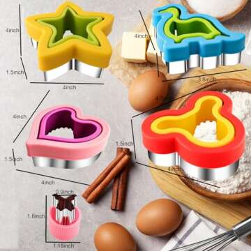 Sandwich Cutter and Sealer for Kids Large Bread Sandwich Decruster Pancake Maker 10PCS Fruits Cookies Vegetables Shaped Cutters for Kids Lunch Bento Box Dinosuar Mickey Heart Star flower