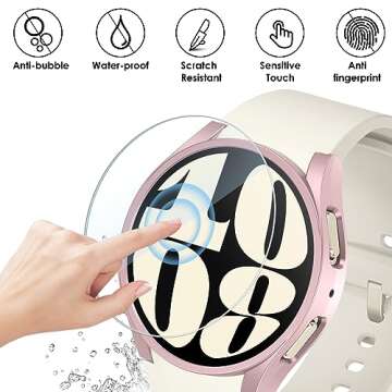 KIMILAR [5+5 Pack] Galaxy Watch 6 40mm Screen Protector Case, Anti-Fog Tempered Glass Protective Film and Hard PC Protective Bumper Compatible with Samsung Galaxy Watch 6 Accessories