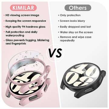 KIMILAR [5+5 Pack] Galaxy Watch 6 40mm Screen Protector Case, Anti-Fog Tempered Glass Protective Film and Hard PC Protective Bumper Compatible with Samsung Galaxy Watch 6 Accessories