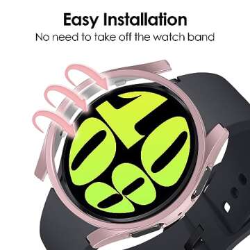 KIMILAR [5+5 Pack] Galaxy Watch 6 40mm Screen Protector Case, Anti-Fog Tempered Glass Protective Film and Hard PC Protective Bumper Compatible with Samsung Galaxy Watch 6 Accessories