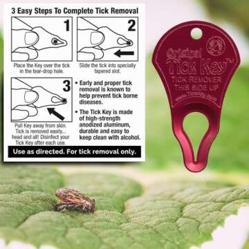 The Original Tick Key -Tick Removal Device - Portable, Safe and Highly Effective Tick Removal Tool -...