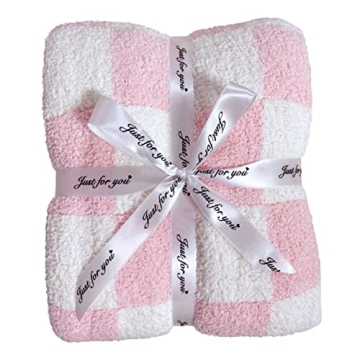 Ultra Soft Checkerboard Grid Blanket Cozy Buffalo Check Throw Fluffy Knitted Reversible Throw Blanke...