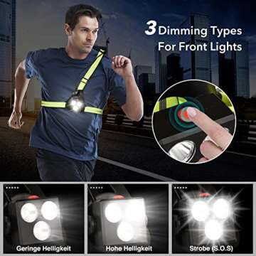 Night Running Lights with Reflective Vest Gear for Safety