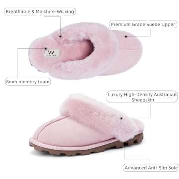 WaySoft Sheepskin Slippers for Women, Cozy & Stylish
