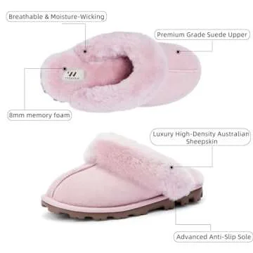 WaySoft Sheepskin Slippers for Women, Cozy & Stylish