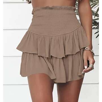 Meikulo Women Smocked Ruffle Mini Skirt for Summer Style
