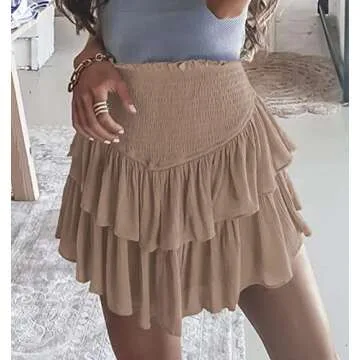 Meikulo Women Smocked Ruffle Mini Skirt for Summer Style