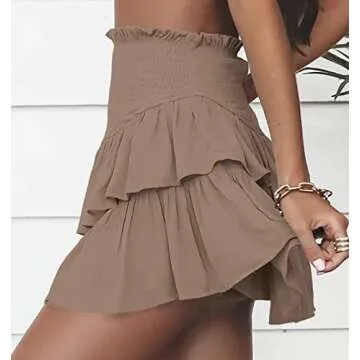 Meikulo Women Smocked Ruffle Mini Skirt for Summer Style