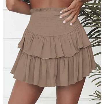Meikulo Women Smocked Ruffle Mini Skirt for Summer Style