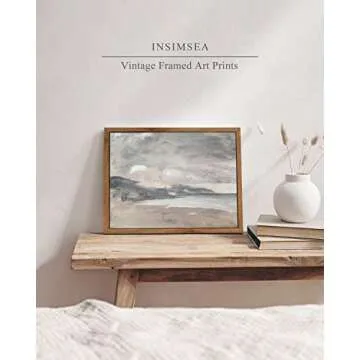 InSimSea Framed Wall Art for Living Room Vintage Decor Wall Art Coastal Wall Art Seaside Landscape Abstract Art Wall Decor Canvas Prints Wall Decorations for Bathroom Farmhouse Office Decor 9x11in
