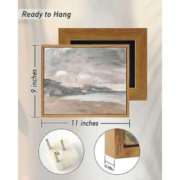 InSimSea Framed Wall Art for Living Room Vintage Decor Wall Art Coastal Wall Art Seaside Landscape Abstract Art Wall Decor Canvas Prints Wall Decorations for Bathroom Farmhouse Office Decor 9x11in