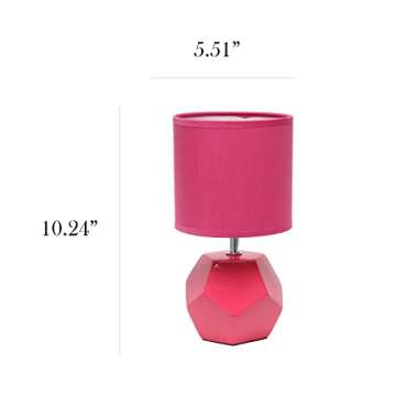 Simple Designs LT2065-PNK Round Prism Mini Table Lamp with Matching Fabric Shade, Pink