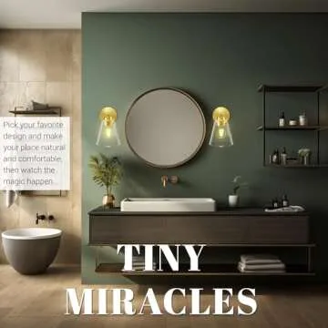 Hamilyeah Gold Wall Sconces Set of 2, Bathroom Sconce Lighting Fixtures, Modern Industrial Sconces Wall Lighting Indoor, Brass Wall Lamps for Bedroom Living Room Kitchen Over Sink Hallway UL Listed