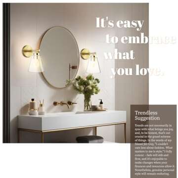 Hamilyeah Gold Wall Sconces Set of 2, Bathroom Sconce Lighting Fixtures, Modern Industrial Sconces Wall Lighting Indoor, Brass Wall Lamps for Bedroom Living Room Kitchen Over Sink Hallway UL Listed
