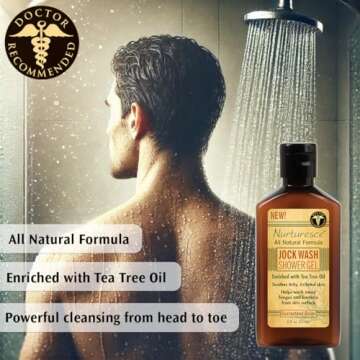 PediFix Nurturesce Jock Wash Shower Gel, 6 Fluid Ounce - Tea Tree Oil Enriched, Anti-Fungal, Soothes...