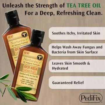 PediFix Nurturesce Jock Wash Shower Gel, 6 Fluid Ounce - Tea Tree Oil Enriched, Anti-Fungal, Soothes Itchy Irritated Skin, Natural Body Wash (Packaging May Vary)