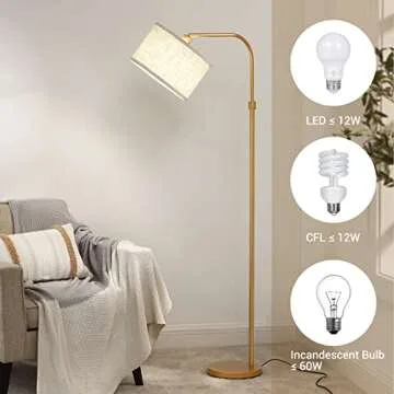 Stylish EDISHINE Arc Floor Lamp with Adjustable Shade