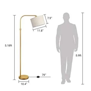 Stylish EDISHINE Arc Floor Lamp with Adjustable Shade