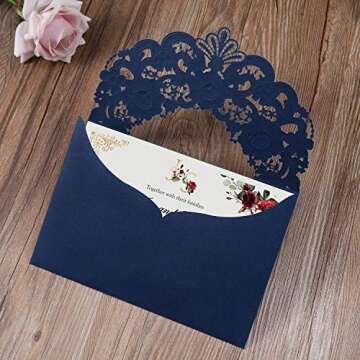 Elegant Navy Blue Laser Cut Invitations for All Occasions
