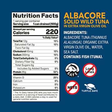 Wild Planet Albacore Wild Tuna, Canned Tuna, Sustainably Pole & Line Caught, Non-GMO, Kosher