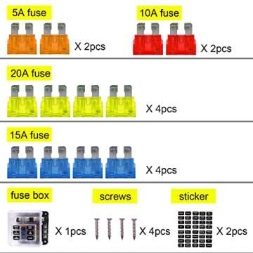 WUPP 12 Volt Fuse Block, Waterproof Boat Fuse Panel with LED Warning Indicator Damp-Proof Cover, 6 Circuits with Negative Bus Fuse Box for Car Marine RV Truck DC 12-24V