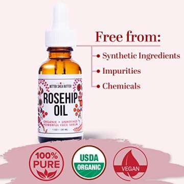 Better Shea Butter Organic Rosehip Oil | Rose hip oil for Face | Face Oil for Gua Sha Massage | Cold...