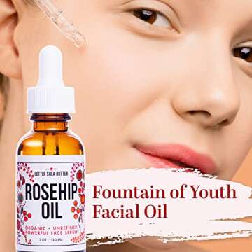 Better Shea Butter Organic Rosehip Oil | Rose hip oil for Face | Face Oil for Gua Sha Massage | Cold Pressed, 100% Pure | 1 oz