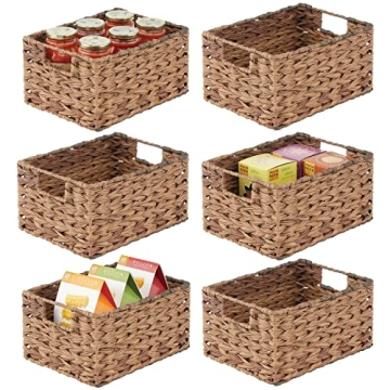 mDesign Woven Storage Baskets - Stylish Pantry Organizers