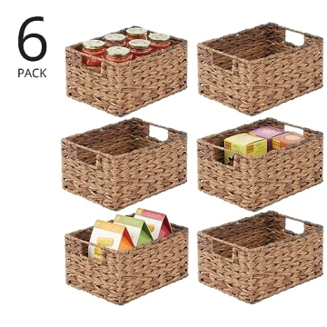 mDesign Woven Storage Baskets - Stylish Pantry Organizers