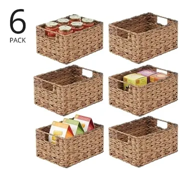 mDesign Woven Storage Baskets - Stylish Pantry Organizers
