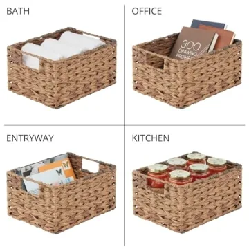mDesign Woven Storage Baskets - Stylish Pantry Organizers