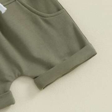 Toddler Baby Boy Girl Summer Clothes Checkerboard Print Short Sleeve T-Shirt Tee Tops Rolled Shorts Infant Outfits (A- Army green, 3-4T)