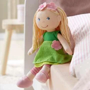 HABA 12" Soft Doll Mali - Machine Washable with Blonde Hair & Blue Eyes for 18 Mos +
